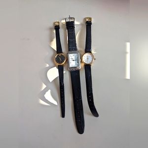 Lot of 3 Leather Watches Coldwater Creek, Helbros, Alfred Sung